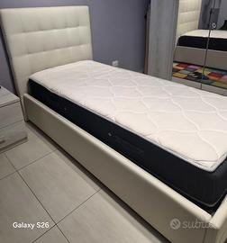 Letto singolo in ecopelle con contenitore 