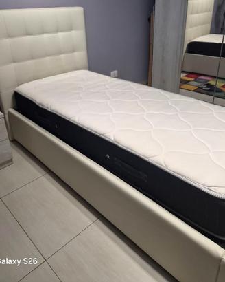 Letto singolo in ecopelle con contenitore 