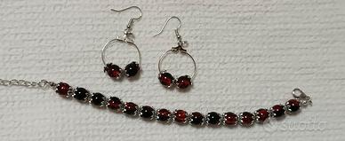 bracciale e orecchini perle rosse