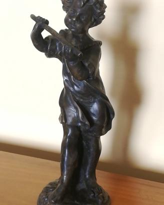 Statua in bronzo - FANCIULLO CON FLAUTO - MOREAU