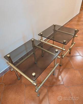 Coppia comodini ottone e cristallo