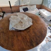 Tavolo rotondo piatto centrale girevole in pietra