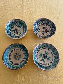 Quattro scodelle in ceramica di Caltagirone