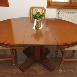Tavolo rotondo in legno allungabile + 6 sedie