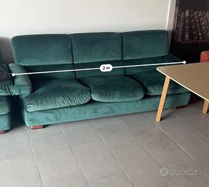 Divano 3 posti in velluto verde petrolio – 200 cm