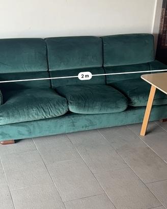 Divano 3 posti in velluto verde petrolio – 200 cm