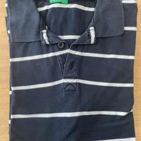 Polo Benetton a righe bianche e blu taglia M