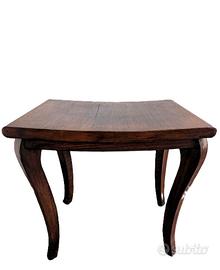 Tavolino vintage, legno massello-Gambe a sciabola