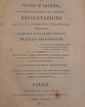 Libro antico 1811 Guido D'Arezzo dissertazione ...