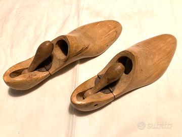 Coppia Forme Scarpe Legno Massello Snodabili Epoca