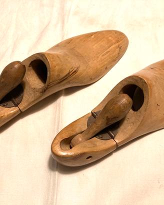Coppia Forme Scarpe Legno Massello Snodabili Epoca
