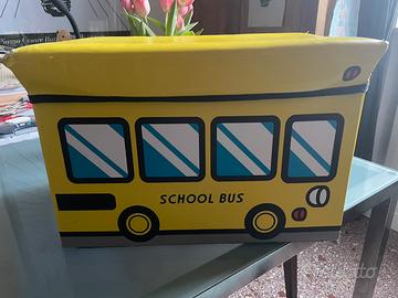 Scatola portaoggetti a forma di scuolabus 50x30 cm