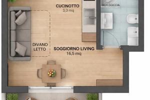 Monolocale con balcone zona Città Studi