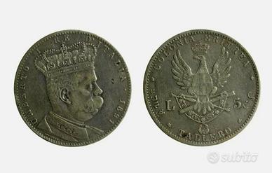Umberto I lire 5 eritrea tallero 1891