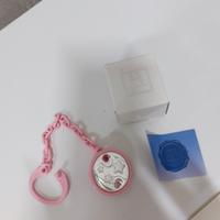 catenella rosa con placca argento per ciuccio . Nu