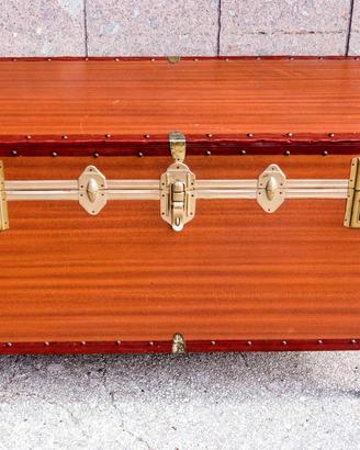 Baule mobile in legno vintage portabiancheria