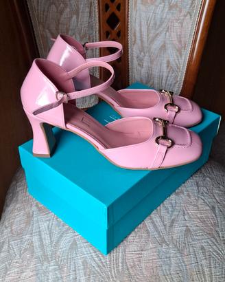 scarpe con tacco e cinturino rosa Egle numero 40 