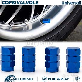 Tappi COPRIVALVOLE Auto Moto Blu in ALLUMINIO