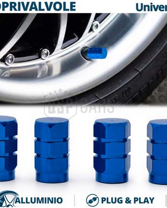 Tappi COPRIVALVOLE Auto Moto Blu in ALLUMINIO