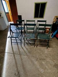 6 sedie in legno pieghevoli