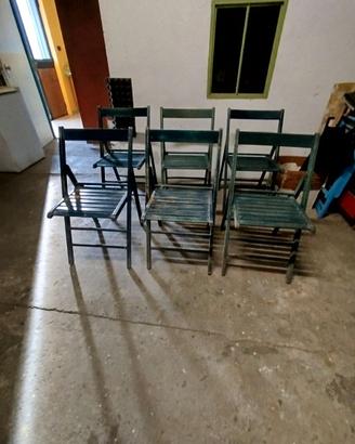 6 sedie in legno pieghevoli