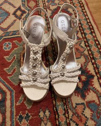 sandali zeppa guess bianchi con scatola