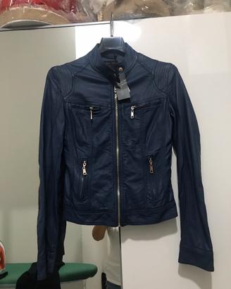 Giubbetto pelle col blu