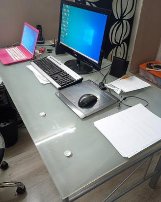 tavolo per ufficio in ferro e vetro 