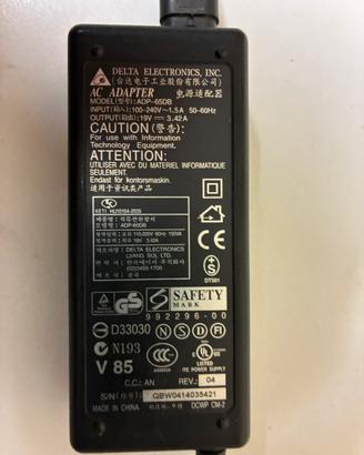 Alimentatore PC Delta ADP-65 DB 19V 3.42A