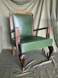 poltrone in legno e pelle