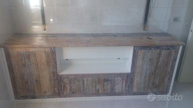 mobile bagno laccato con ante cassetti abete vecch