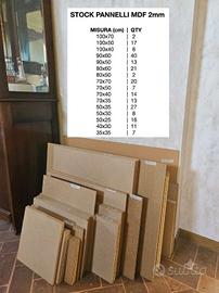 Stock pannelli MDF - spessore 2 mm - vari formati