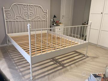 Struttura letto matrimoniale in ferro bianco