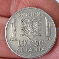 moneta 0.5 Lek Albania.   1941