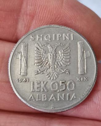 moneta 0.5 Lek Albania.   1941