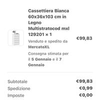 Cassettiera 5 cassetti NUOVA