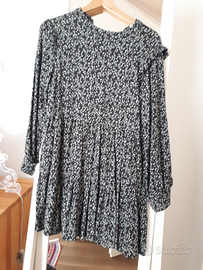 Vestito pattern fiori verde/nero, tg xs/s