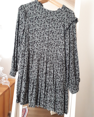 Vestito pattern fiori verde/nero, tg xs/s