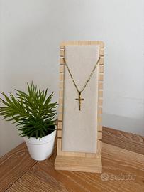 Collana Oro Maglia Figaro con Crocifisso - Nuova
