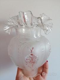 Paralume vintage vetro satinato trasparente decoro