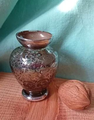 Vasetto Art Déco vetro soffiato e argento