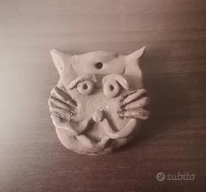 Ciondolo Gatto In Argilla Fatto A Mano