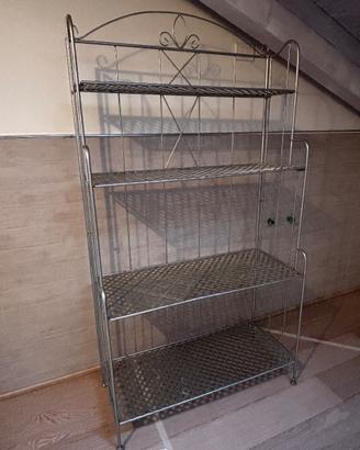 Libreria,scaffale, metallo intrecciat richiudibile