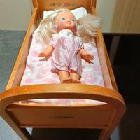 Lettino da bambola svedese in legno anni '50