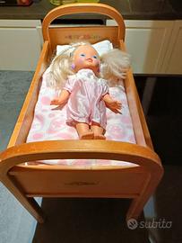 Lettino da bambola svedese in legno anni '50