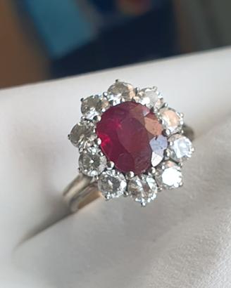 Anello in oro bianco 18 kt con rubino naturale 

