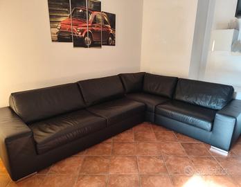 Divano in pelle nero Pianca 8 posti