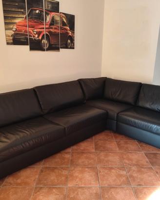 Divano in pelle nero Pianca 8 posti