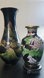Vaso cloisonne + vaso laccato + servizio sake