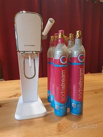 SodaStream bianco con maniglia + 6 bombole fuxia